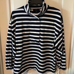 J Crew terry pullover in navy stripe size medium
